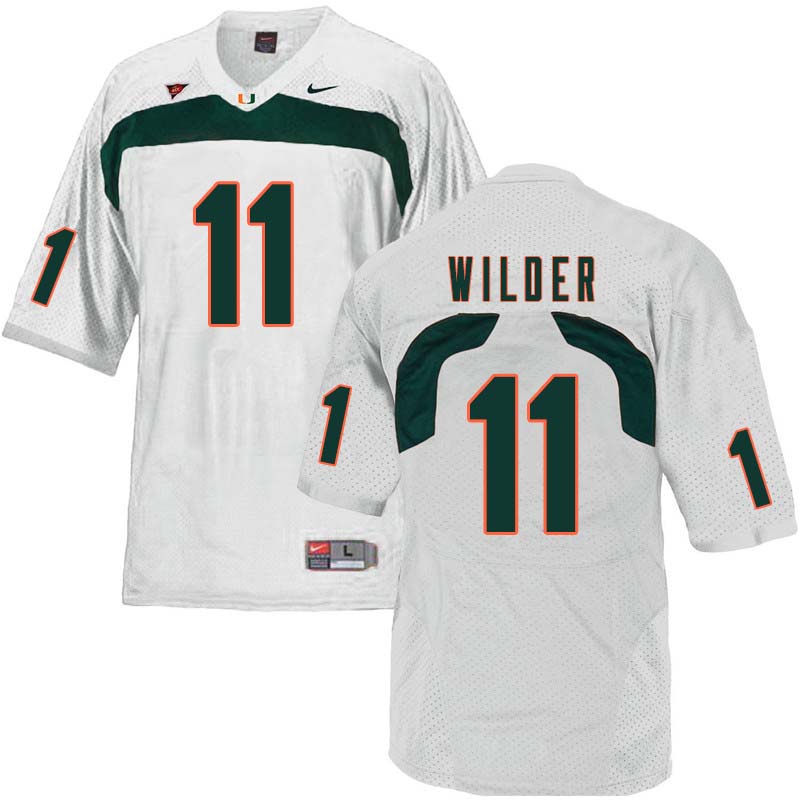 Nike Miami Hurricanes #11 DeAndre Wilder College Football Jerseys Sale-White - Click Image to Close